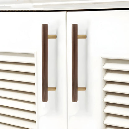 Mantara Tudor Handle W-0007 is a modern brass &amp; walnut handle in brown, ideal for main doors, wardrobes &amp; cabinets.