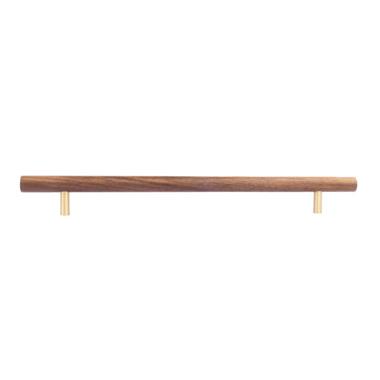 Tudor Handle W-0007 in walnut &amp; brass, sizes 70–392mm, for main doors, wardrobes, cabinets, furniture &amp; almirahs—by Mantara.