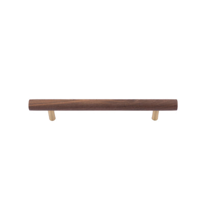 Tudor Handle W-0007 in walnut &amp; brass, sizes 70–392mm, for main doors, wardrobes, cabinets, furniture &amp; almirahs—by Mantara.