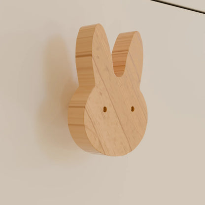 Mantara Rabbit Knob W-0024 is a modern beige wooden knob/hook, ideal for kids’ rooms, drawers, and cabinets.