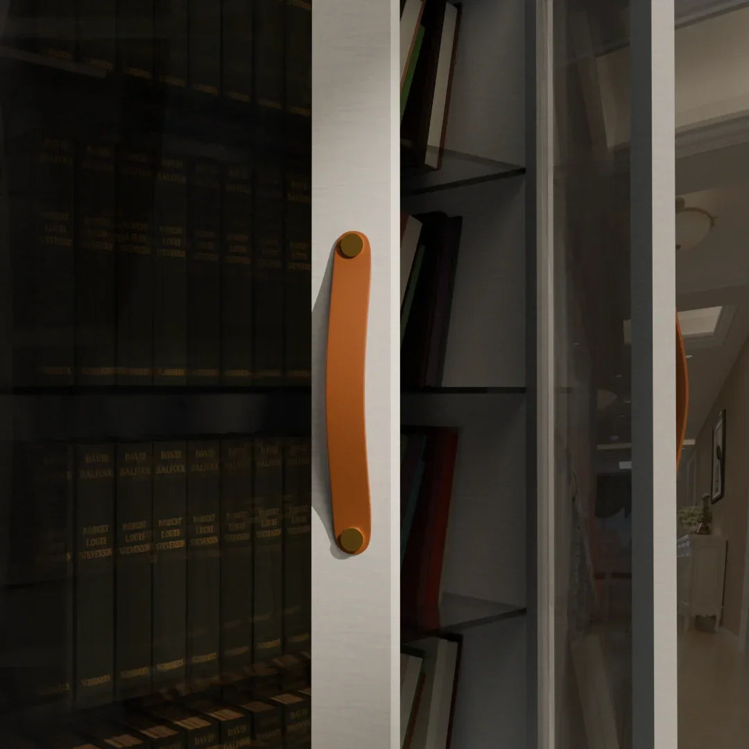 The Mantara L-0001-160 Maverick Handle is a Nordic leather and brass handle in brown ideal for kitchens and wardrobes.