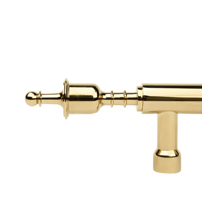  B‑0070 Victoria solid brass pull handle in polished gold finish, 332 mm length with 224 mm center‑to‑center, ideal for main doors, wardrobes, kitchens, and cabinets.