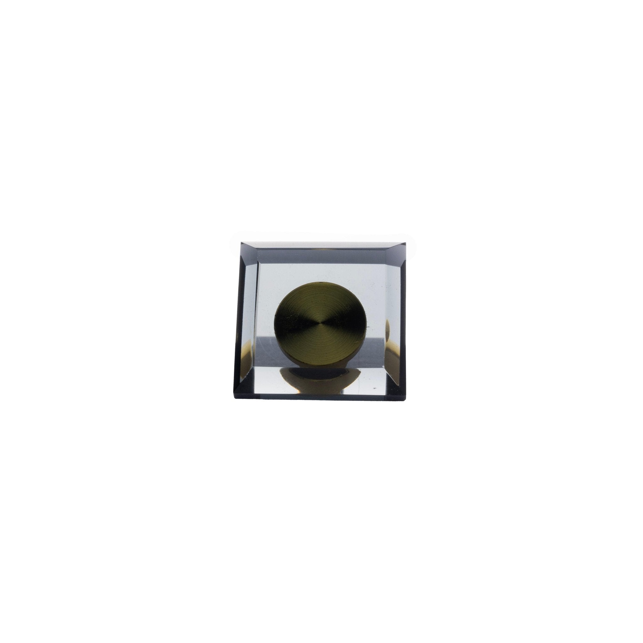 A contemporary drawer knob made of durable brass and acrylic in polished black finish, model A-0013 by Mantara, SKU A-0013.