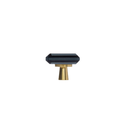 A contemporary drawer knob made of durable brass and acrylic in polished black finish, model A-0013 by Mantara, SKU A-0013.