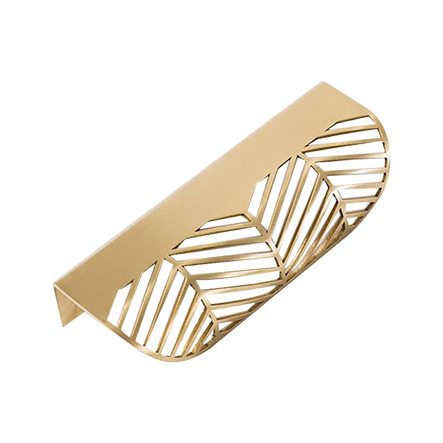 The Mantara B-0047 Vriksha Handle is a modern brushed brass handle in gold, ideal for kitchens, drawers, cupboards, and bedrooms.
