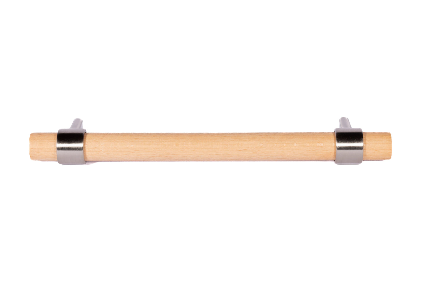 Mantara Walden Handle W-0035 is a modern zinc alloy and beech wood handle in silver ideal for kitchen and dresser drawers.