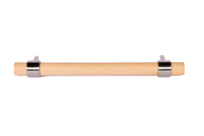 Mantara Walden Handle W-0035 is a modern zinc alloy and beech wood handle in silver ideal for kitchen and dresser drawers.