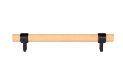 Mantara Walden Handle W-0035 is a modern zinc alloy and beech wood handle in  black ideal for kitchen and dresser drawers.