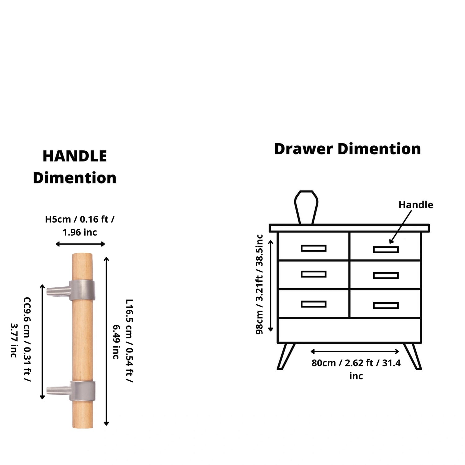 Mantara Walden Handle W-0035 is a modern zinc alloy and beech wood handle in silver ideal for kitchen and dresser drawers.