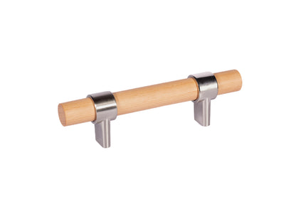 Mantara Walden Handle W-0035 is a modern zinc alloy and beech wood handle in silver ideal for kitchen and dresser drawers.