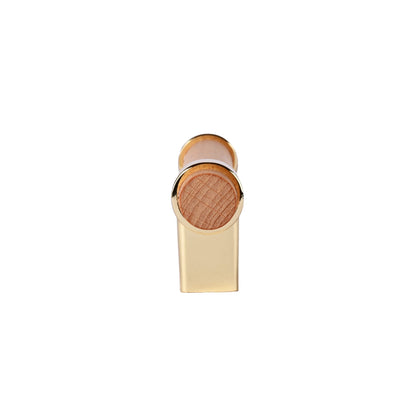 Mantara Walden Handle W-0035 is a modern zinc alloy and beech wood handle in gold, ideal for kitchen and dresser drawers.