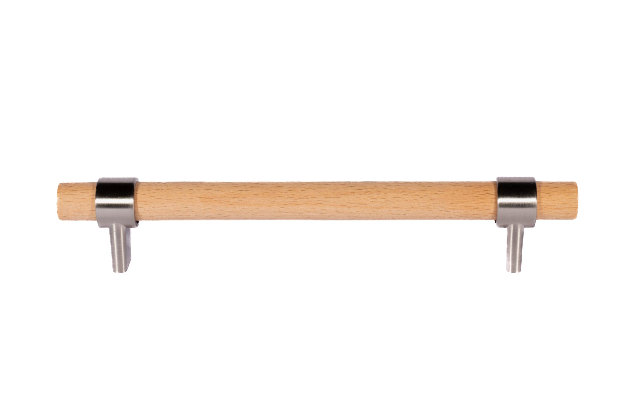 Mantara Walden Handle W-0035 is a modern zinc alloy and beech wood handle in silver ideal for kitchen and dresser drawers.
