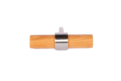 Mantara Walden Handle W-0035 is a modern zinc alloy and beech wood Tbar handle in silver ideal for kitchen and dresser drawers.