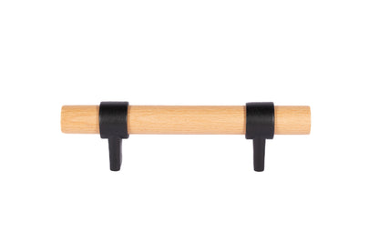 Mantara Walden Handle W-0035 is a modern zinc alloy and beech wood handle in  black ideal for kitchen and dresser drawers.