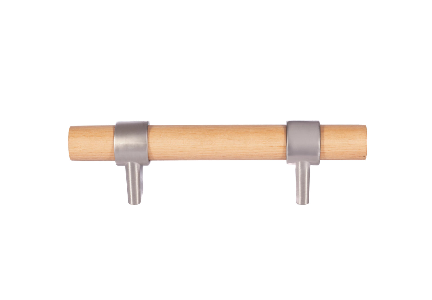 Mantara Walden Handle W-0035 is a modern zinc alloy and beech wood handle in silver ideal for kitchen and dresser drawers.