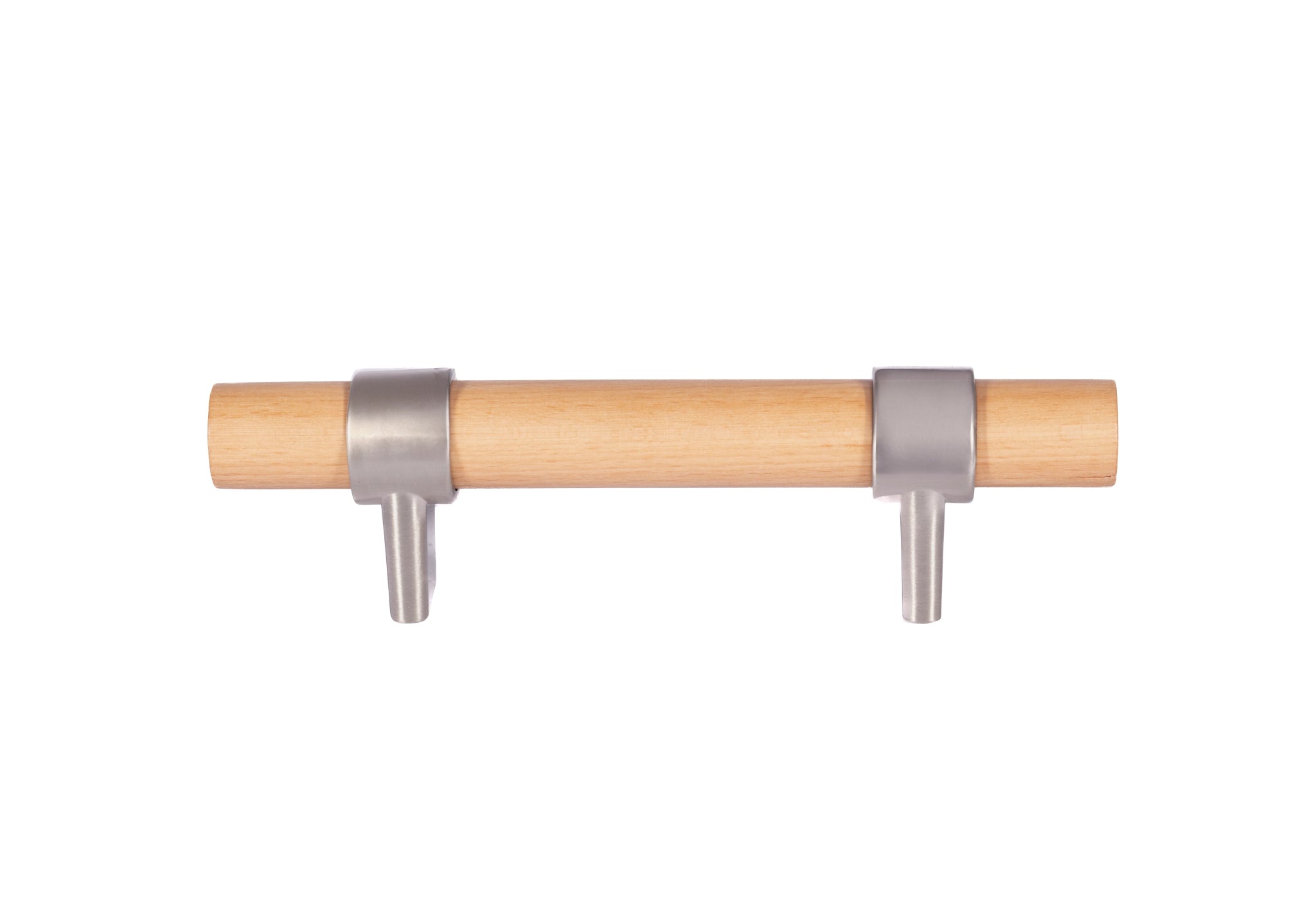 Mantara Walden Handle W-0035 is a modern zinc alloy and beech wood handle in silver ideal for kitchen and dresser drawers.