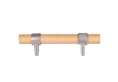 Mantara Walden Handle W-0035 is a modern zinc alloy and beech wood handle in silver ideal for kitchen and dresser drawers.
