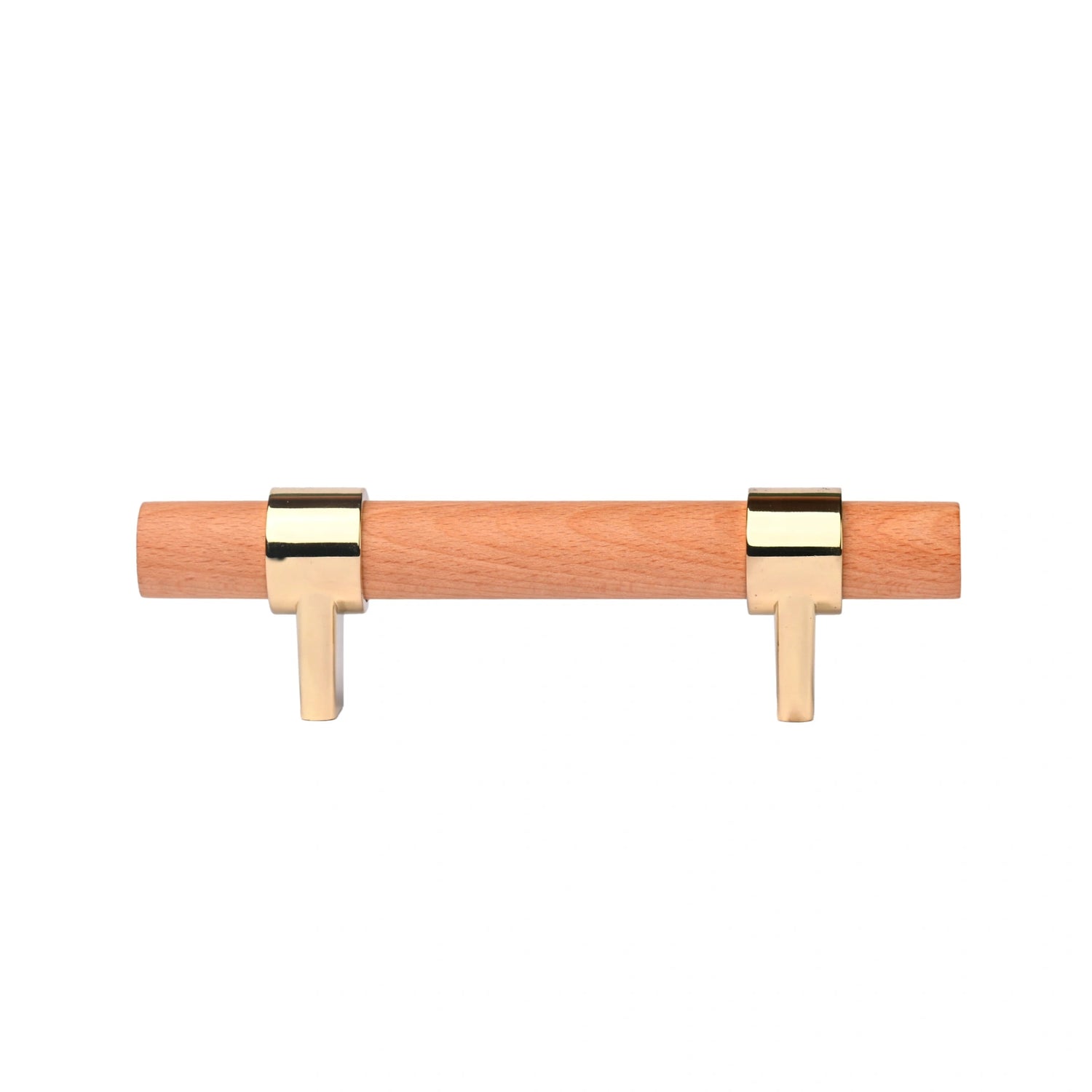 Mantara Walden Handle W-0035 is a modern zinc alloy and beech wood handle in gold, ideal for kitchen and dresser drawers.
