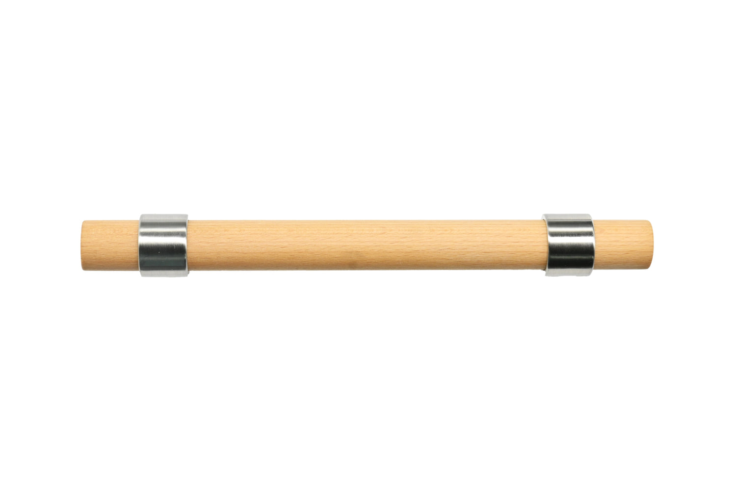 Mantara Walden Handle W-0035 is a modern zinc alloy and beech wood handle in silver ideal for kitchen and dresser drawers.