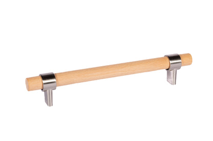 Mantara Walden Handle W-0035 is a modern zinc alloy and beech wood handle in silver ideal for kitchen and dresser drawers.