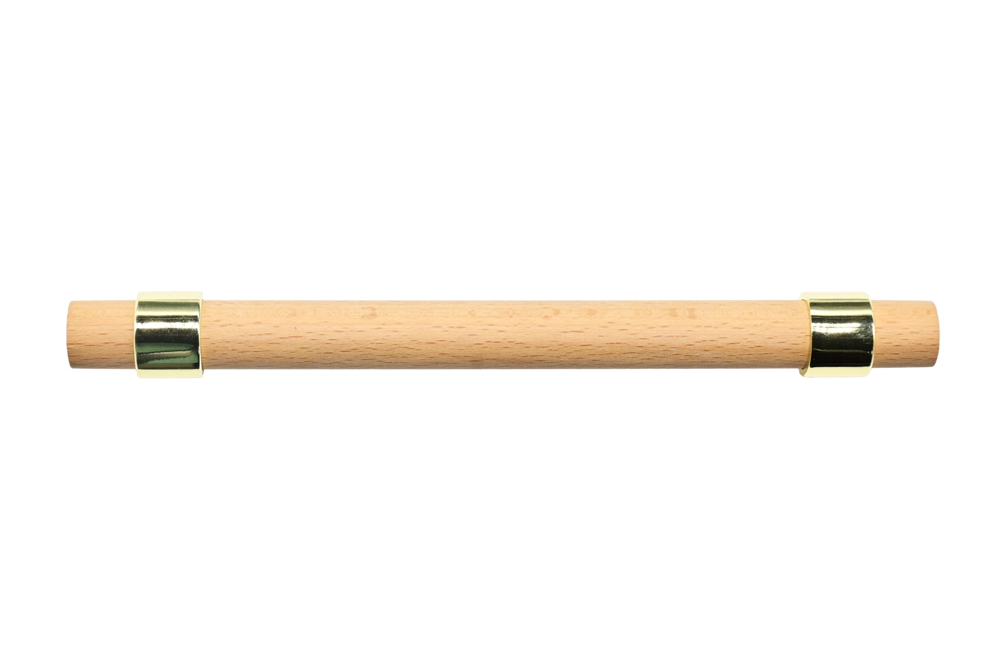 Mantara Walden Handle W-0035 is a modern zinc alloy and beech wood handle in gold, ideal for kitchen and dresser drawers.
