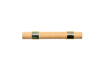 Mantara Walden Handle W-0035 is a modern zinc alloy and beech wood handle in gold, ideal for kitchen and dresser drawers.
