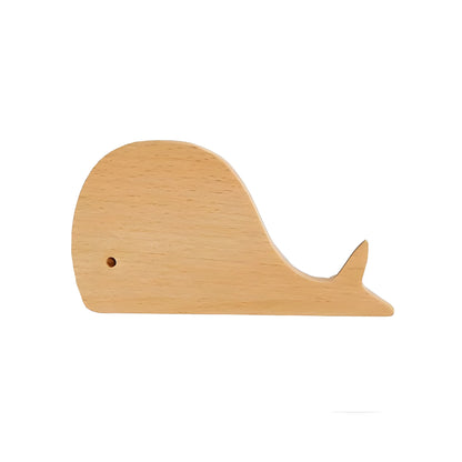 Mantara Whale Wooden Hook W-0024 is a modern wood knob and wall hook in brushed  beige finish, ideal for kids&