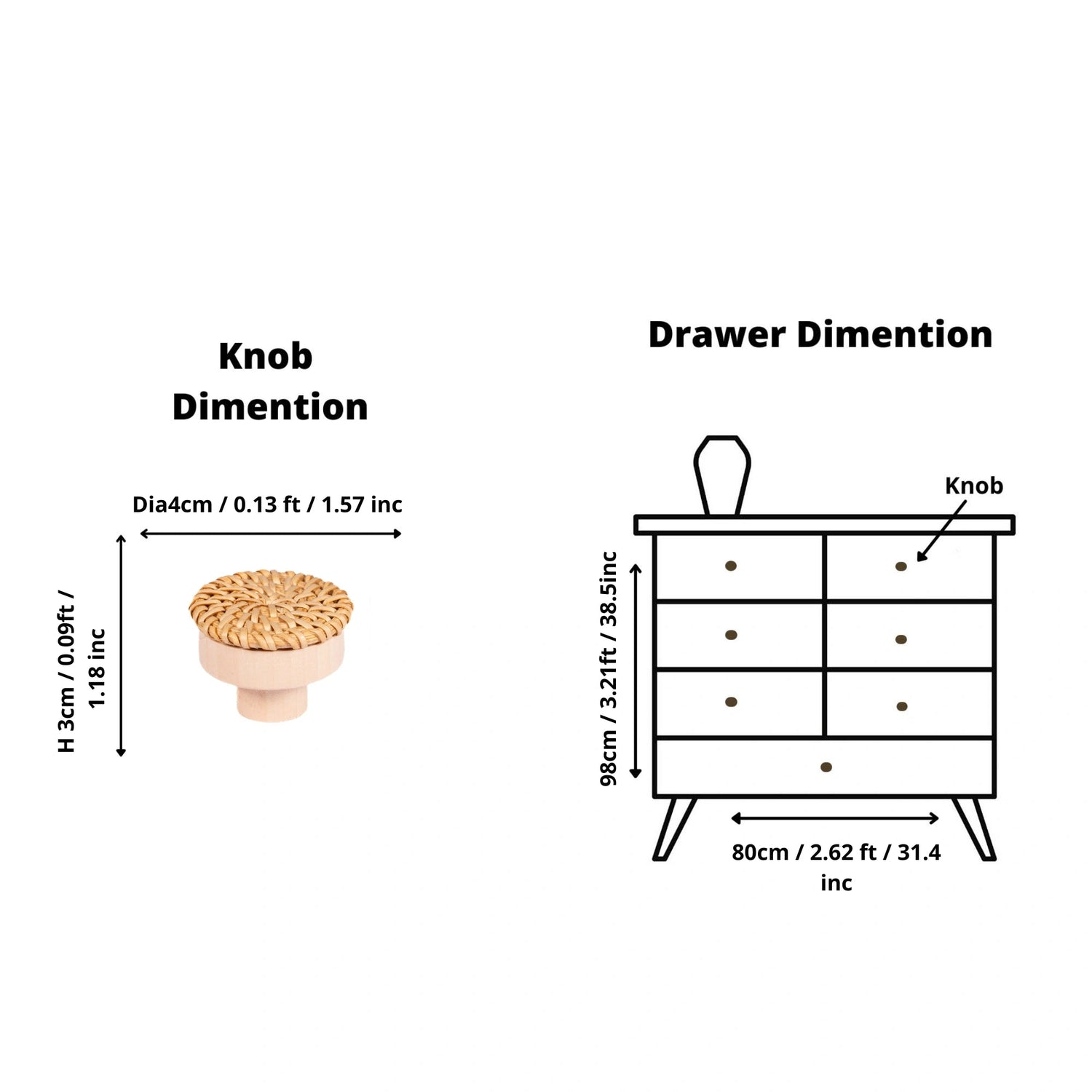 Mantara Wickerly Knob W-0043 is a modern beech wood knob, ideal for kitchen drawers, dresser drawers.