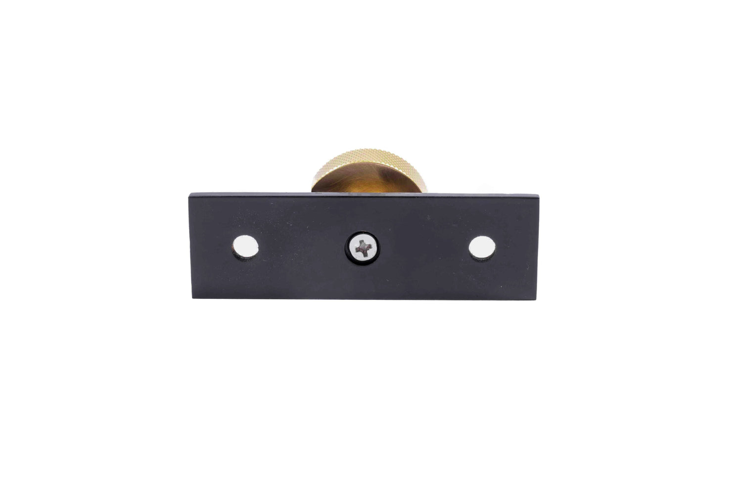 The Mantara B-0118 is a modern brass knob in gold with a black stabiliser base, ideal for kitchen and dresser drawers.