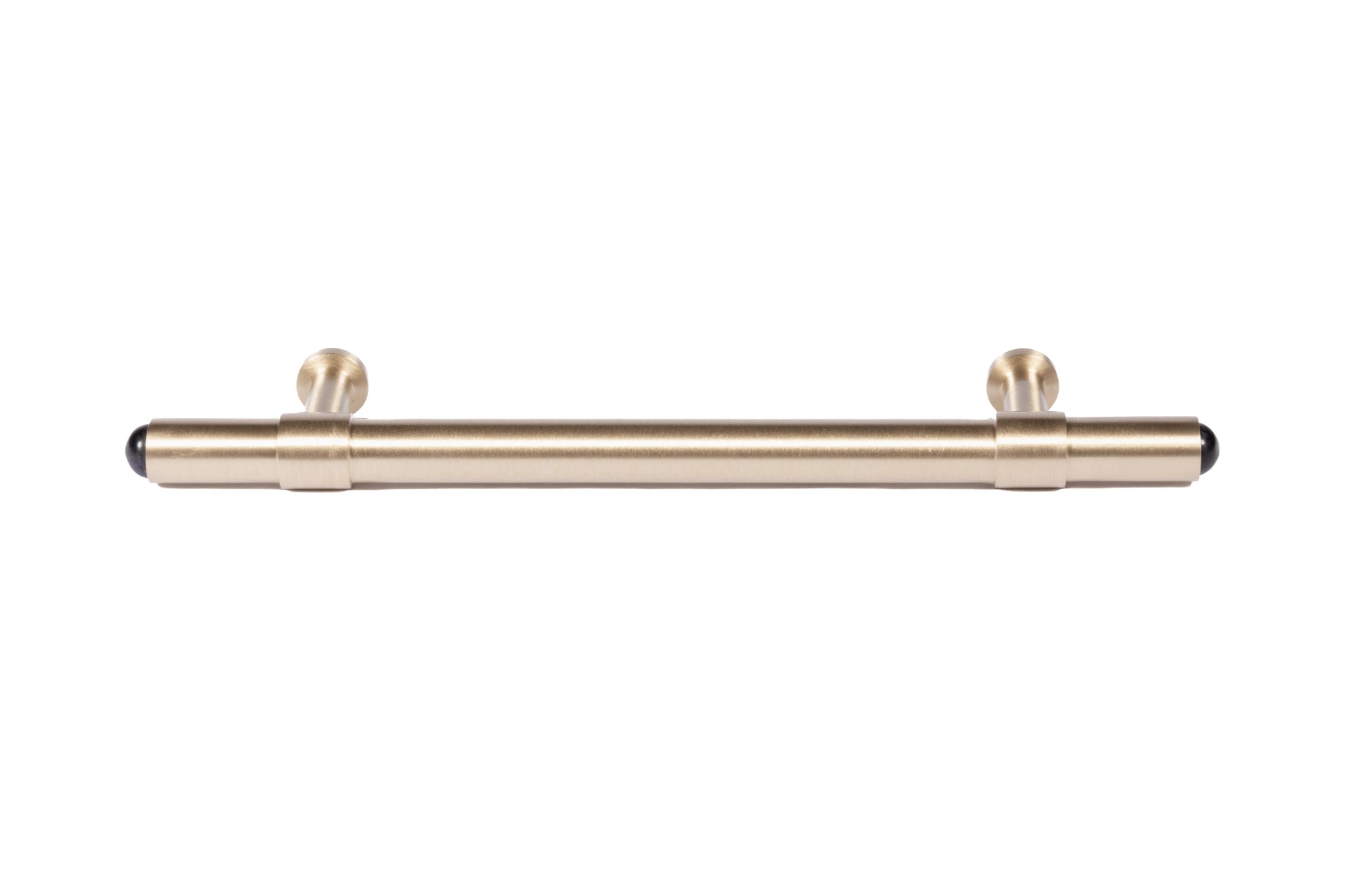 The Zania Handle by Mantara B-0111 is a modern brushed brass handle in gold, ideal for kitchens, dressers, and cabinets.
