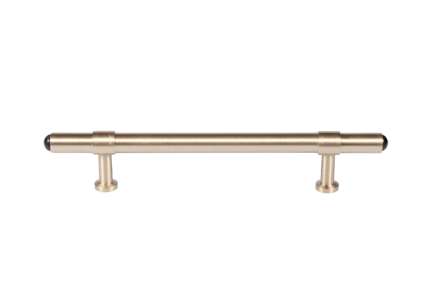 The Zania Handle by Mantara B-0111 is a modern brushed brass handle in gold, ideal for kitchens, dressers, and cabinets.