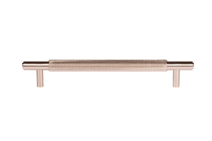 The Mantara AL-0020 Zorel Handle is a modern aluminum alloy handle in gold with a brushed finish, ideal for drawers and cabinets.